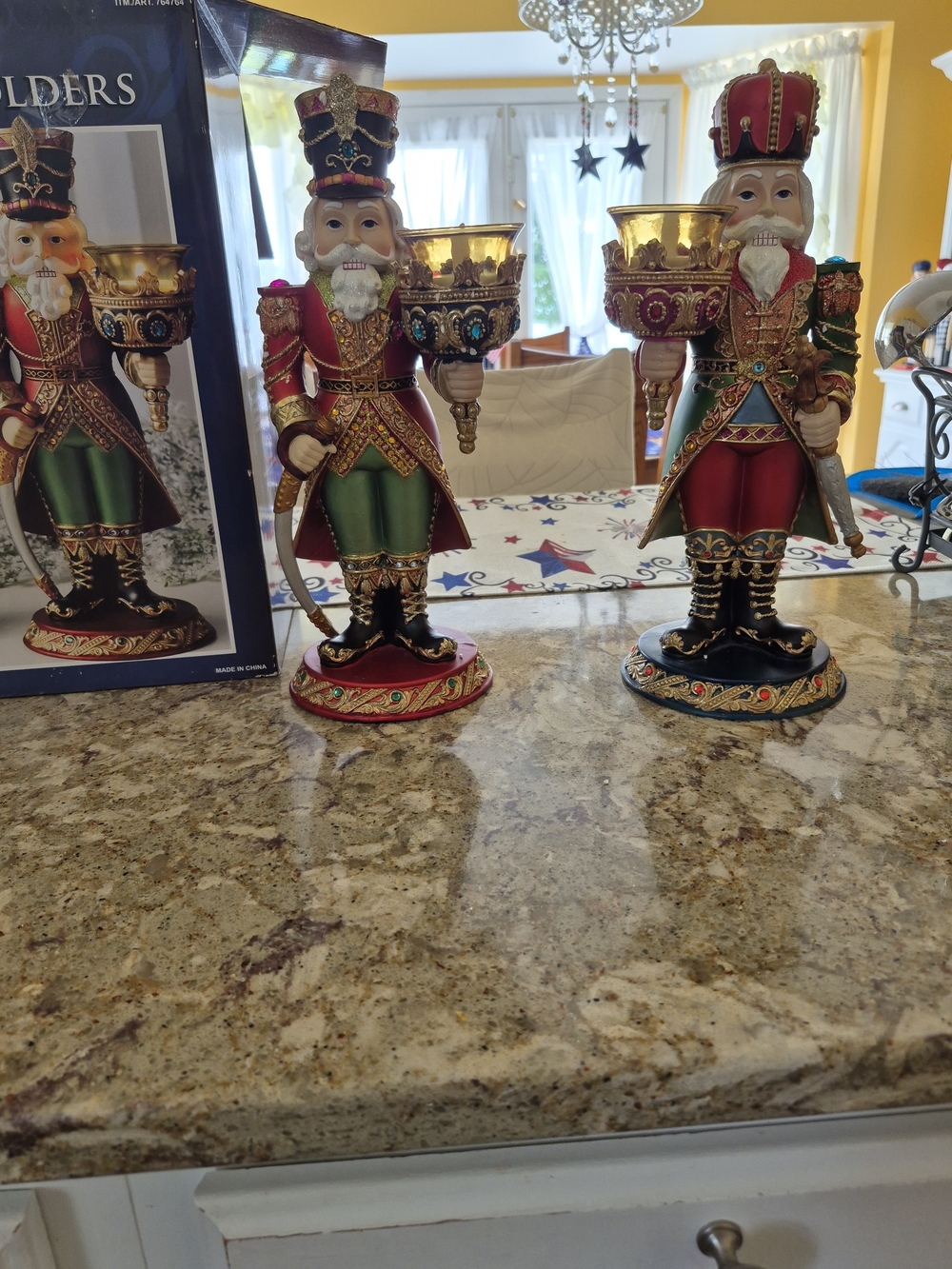 Decorative Red and Green Nutcracker Candle Holders - Holiday Home Accent